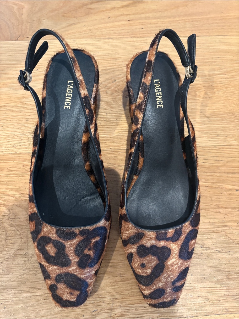 L'AGENCE Leopard-Print Slingback Mules - Brown/Black